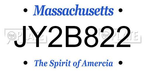 JY2B822 Massachusetts License Plate