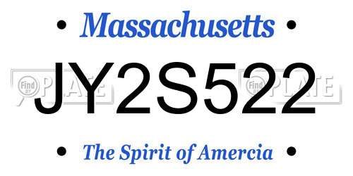 JY2S522 Massachusetts License Plate