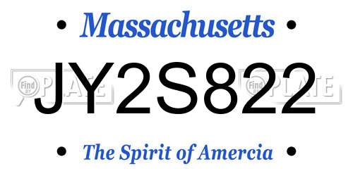 JY2S822 Massachusetts License Plate