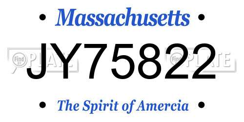 JY75822 Massachusetts License Plate