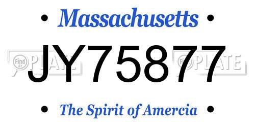 JY75877 Massachusetts License Plate