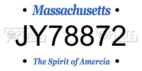 JY78872 Massachusetts License Plate
