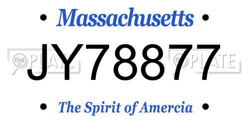 JY78877 Massachusetts License Plate