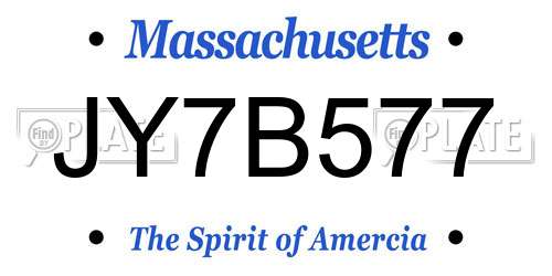 JY7B577 Massachusetts License Plate