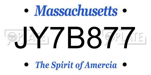 JY7B877 Massachusetts License Plate