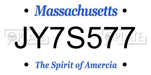 JY7S577 Massachusetts License Plate