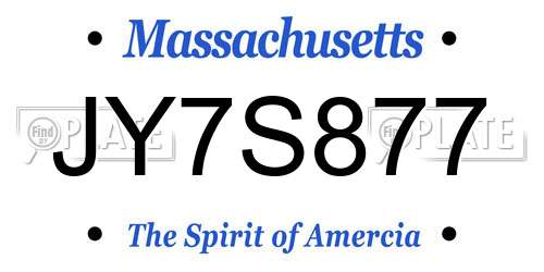 JY7S877 Massachusetts License Plate