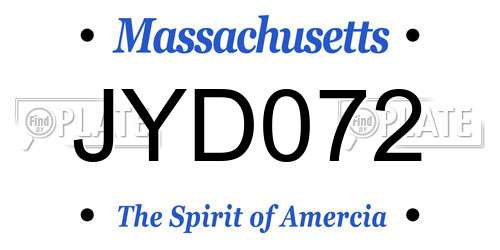 JYD072 Massachusetts License Plate