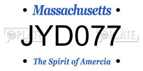 JYD077 Massachusetts License Plate