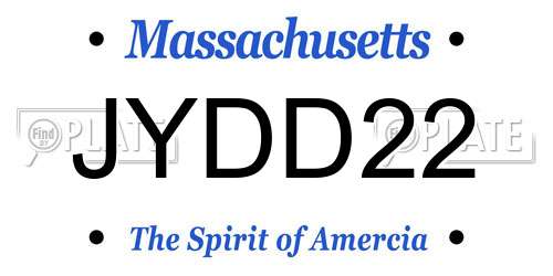 JYDD22 Massachusetts License Plate