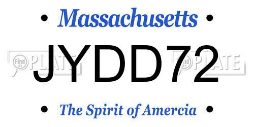 JYDD72 Massachusetts License Plate