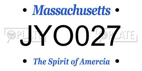 JYO027 Massachusetts License Plate