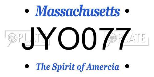 JYO077 Massachusetts License Plate