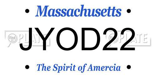 JYOD22 Massachusetts License Plate