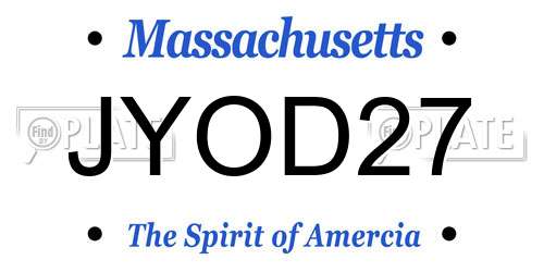 JYOD27 Massachusetts License Plate
