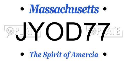 JYOD77 Massachusetts License Plate
