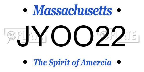 JYOO22 Massachusetts License Plate