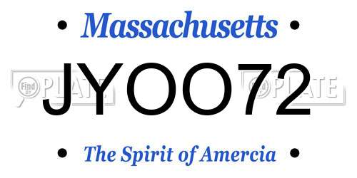 JYOO72 Massachusetts License Plate
