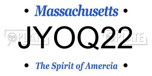 JYOQ22 Massachusetts License Plate