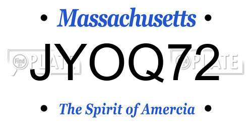 JYOQ72 Massachusetts License Plate