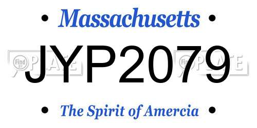 JYP2079 Massachusetts License Plate