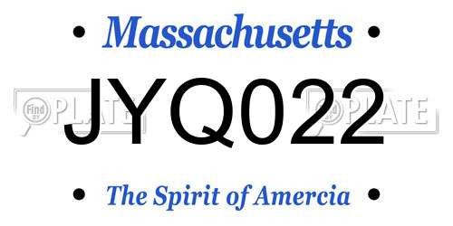 JYQ022 Massachusetts License Plate
