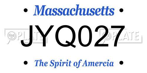 JYQ027 Massachusetts License Plate