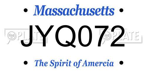 JYQ072 Massachusetts License Plate