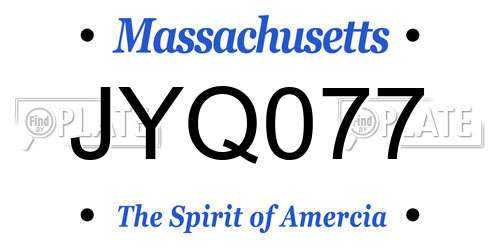 JYQ077 Massachusetts License Plate