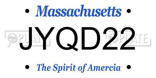 JYQD22 Massachusetts License Plate