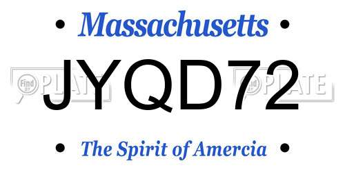 JYQD72 Massachusetts License Plate