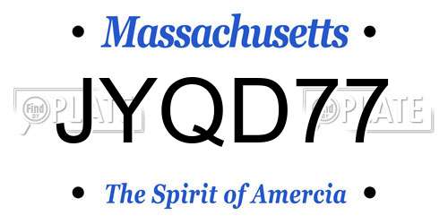 JYQD77 Massachusetts License Plate