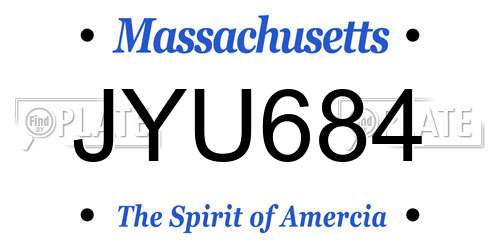 JYU684 Massachusetts License Plate