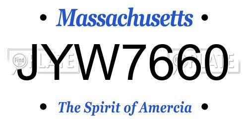 JYW7660 Massachusetts License Plate
