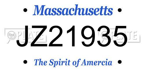 JZ21935 Massachusetts License Plate