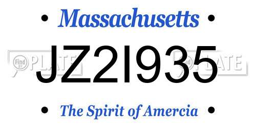 JZ2I935 Massachusetts License Plate
