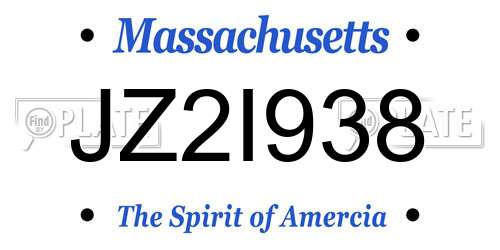 JZ2I938 Massachusetts License Plate