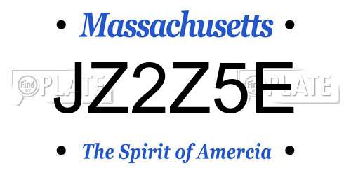 JZ2Z5E Massachusetts License Plate
