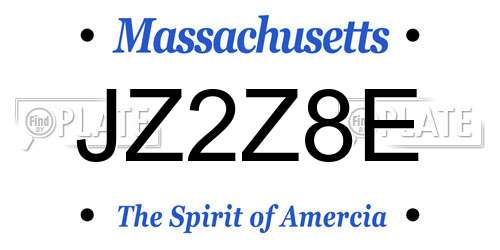 JZ2Z8E Massachusetts License Plate