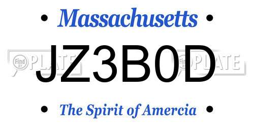 JZ3B0D Massachusetts License Plate