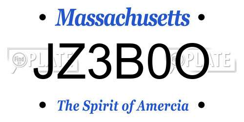 JZ3B0O Massachusetts License Plate