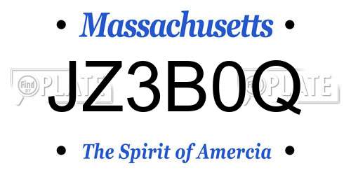 JZ3B0Q Massachusetts License Plate