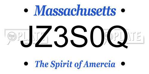 JZ3S0Q Massachusetts License Plate