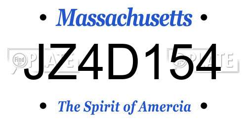 JZ4D154 Massachusetts License Plate