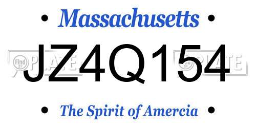 JZ4Q154 Massachusetts License Plate