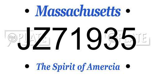JZ71935 Massachusetts License Plate