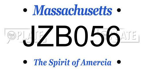 JZB056 Massachusetts License Plate