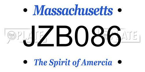 JZB086 Massachusetts License Plate
