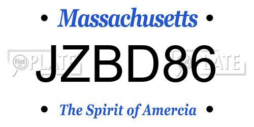JZBD86 Massachusetts License Plate