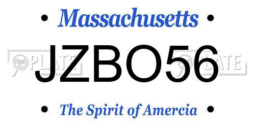 JZBO56 Massachusetts License Plate
